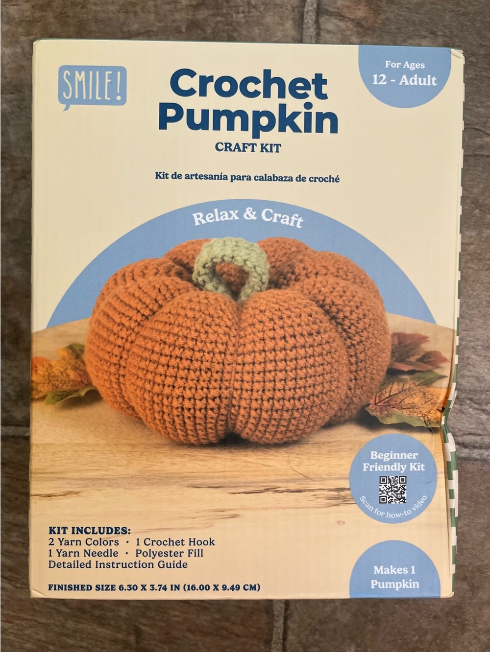 Smile Crochet Pumpkin Craft Kit Aldi Fall Decor NEW